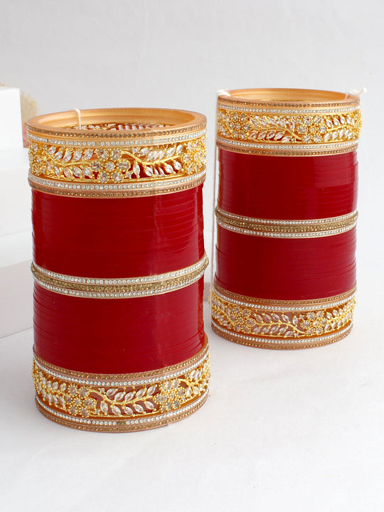 Vedika Bridal Choora Bangle Set-Maroon