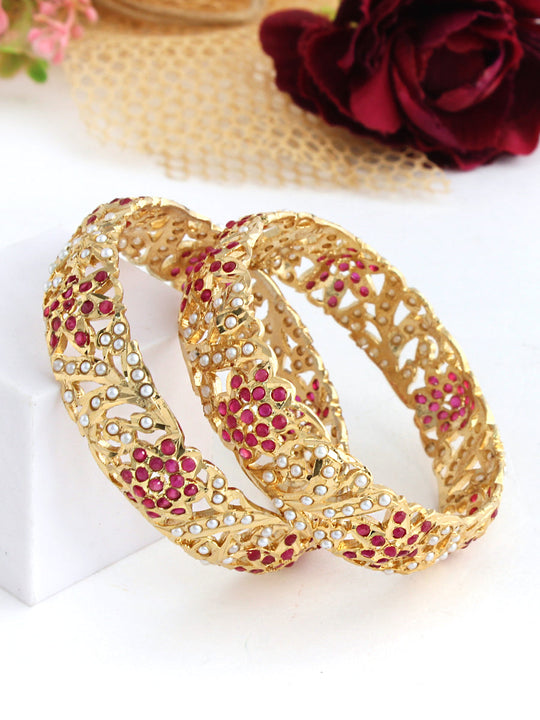 Shazia Bangle Set-Ruby