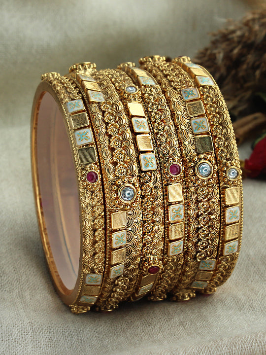 Aabha Bangle Set-Gold