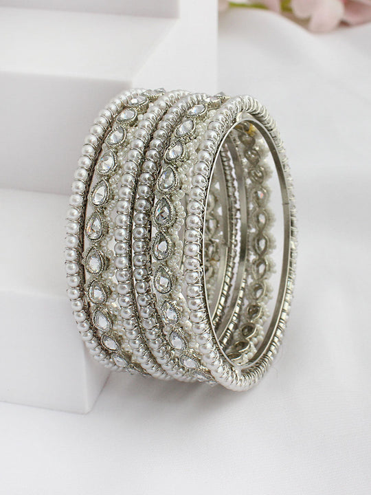 Anisha Bangle Set-Silver