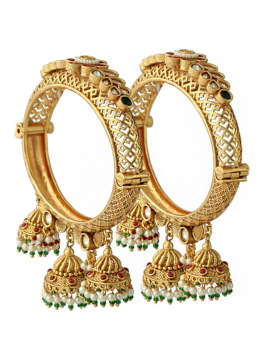 Chitra Bangle Set-pink / Green