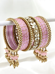 Divya Bangle Set-Pink