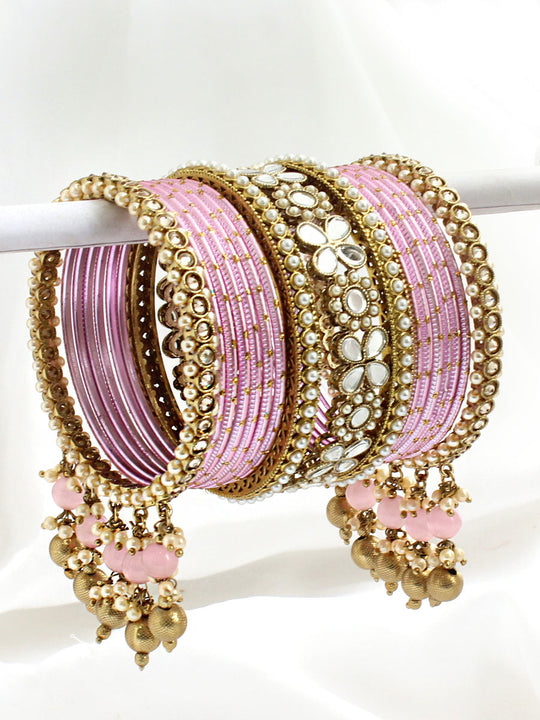 Divya Bangle Set-Pink