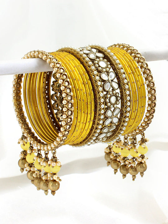 Divya Bangle Set-Yellow