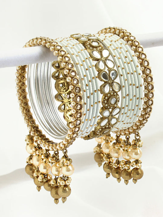 Aditi Bangle Set-White