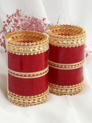 Rushali Bridal Choora Bangle Set-Maroon