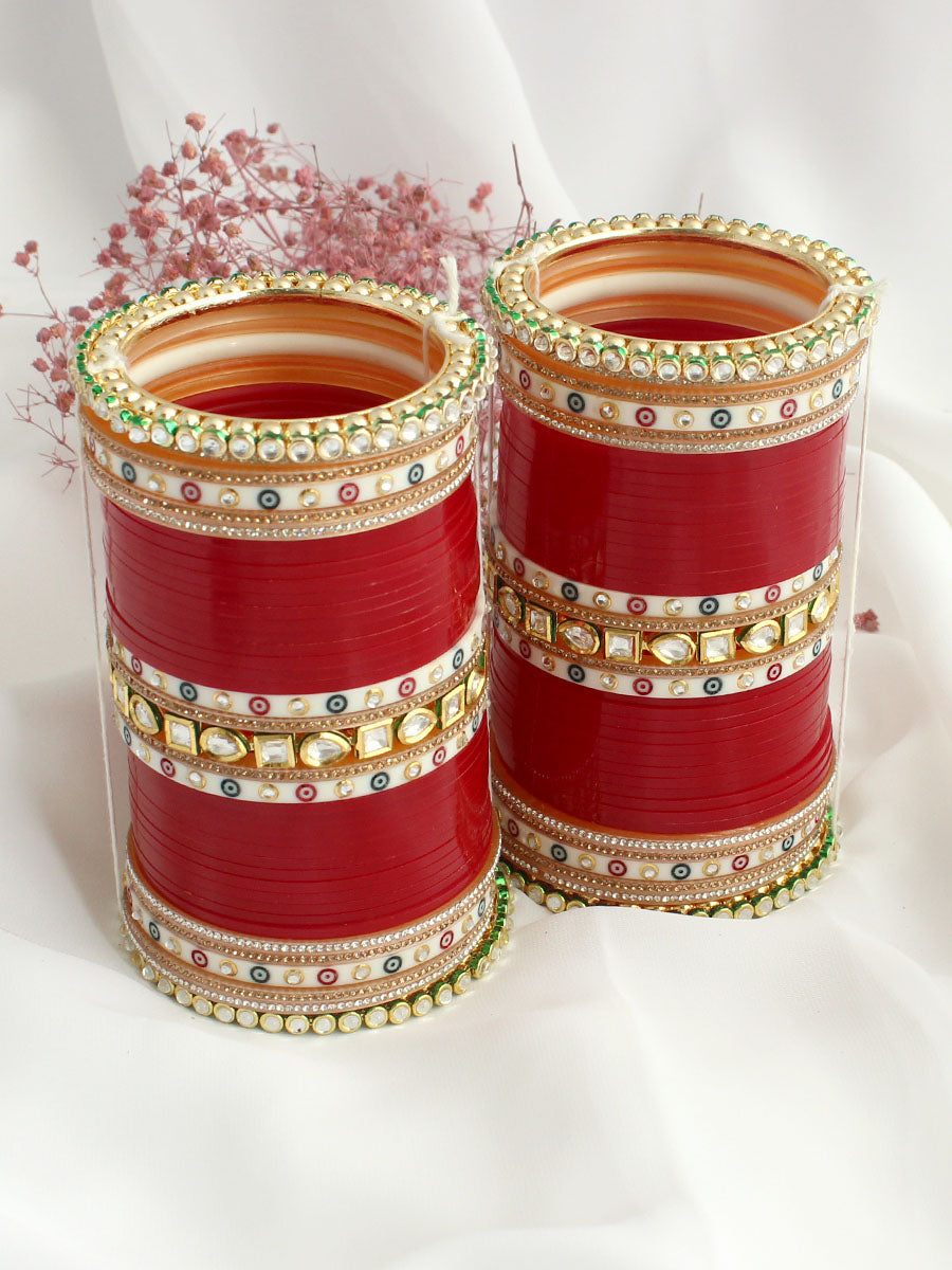 Lavanya Bridal Choora Bangle Set-Maroon