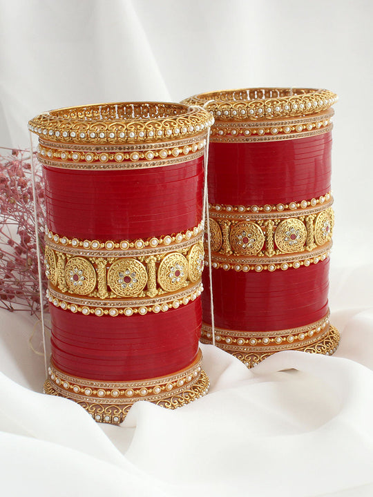 Jodha Bridal Choora Bangle Set-maroon