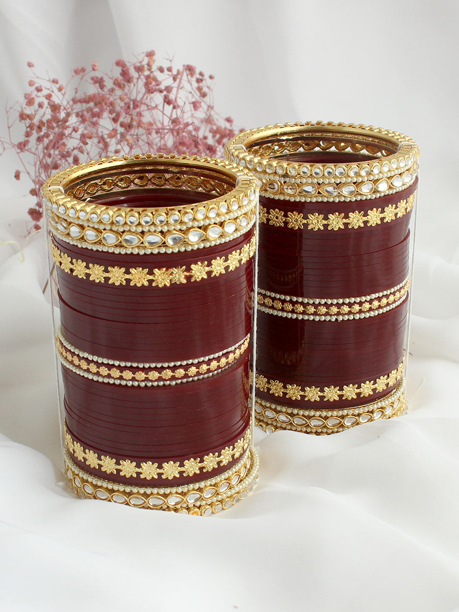 Shamita Bridal Choora Bangle Set-Maroon