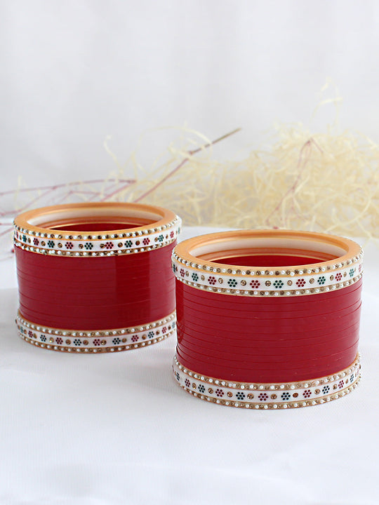 Sharvi Bridal Choora Bangle Set-Maroon