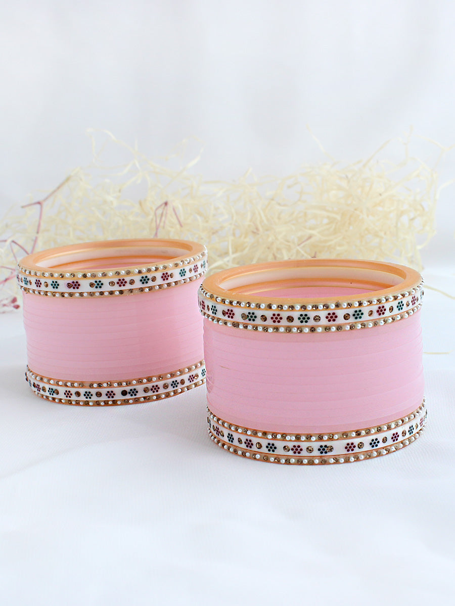 Sharvi Bridal Choora Bangle Set-Pastel Pink