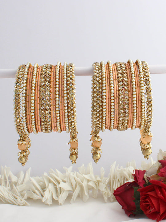 Adhira Bangle Set / Stack-peach