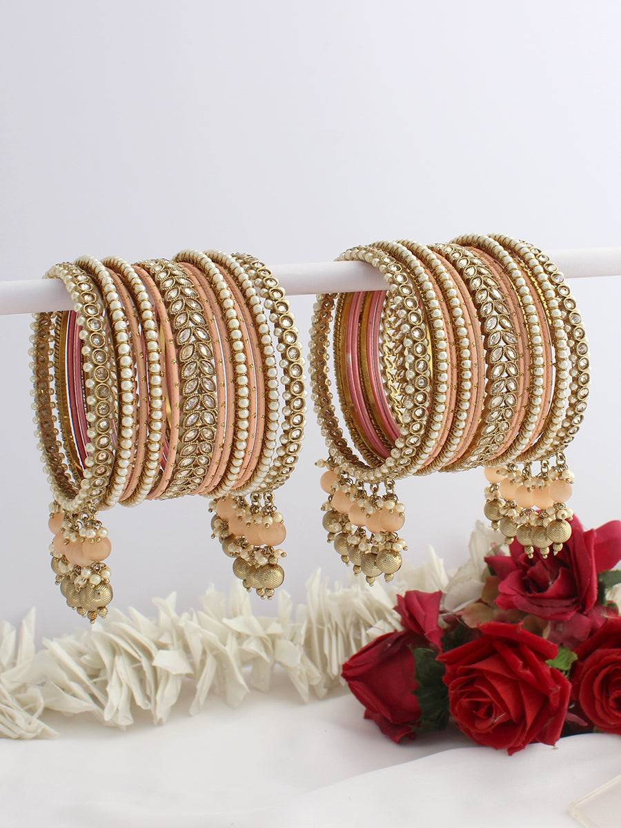 Adhira Bangle Set / Stack-peach