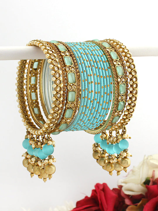 Pritika Bangle Set / Stack-Turquoise