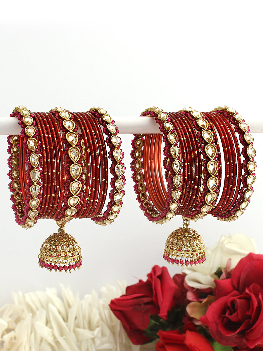 Alina Bangle Set / Stack-Maroon