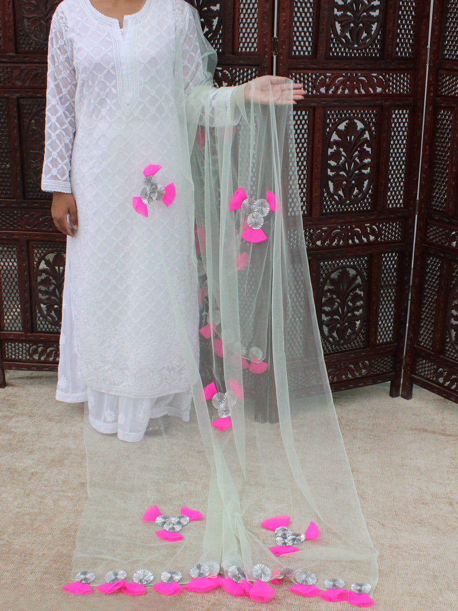 Mint Green Net Dupatta with Gotapatti Net Work