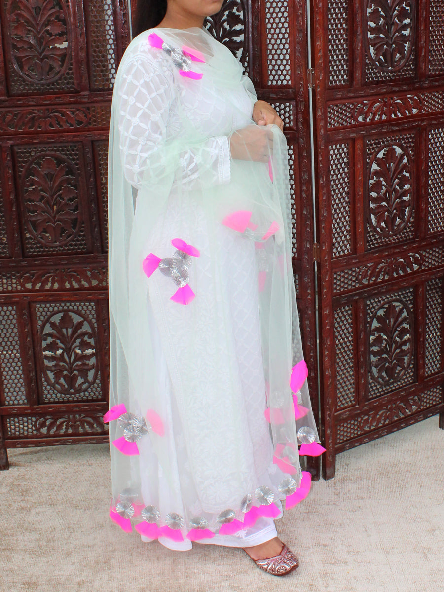 Mint Green Net Dupatta with Gotapatti Net Work