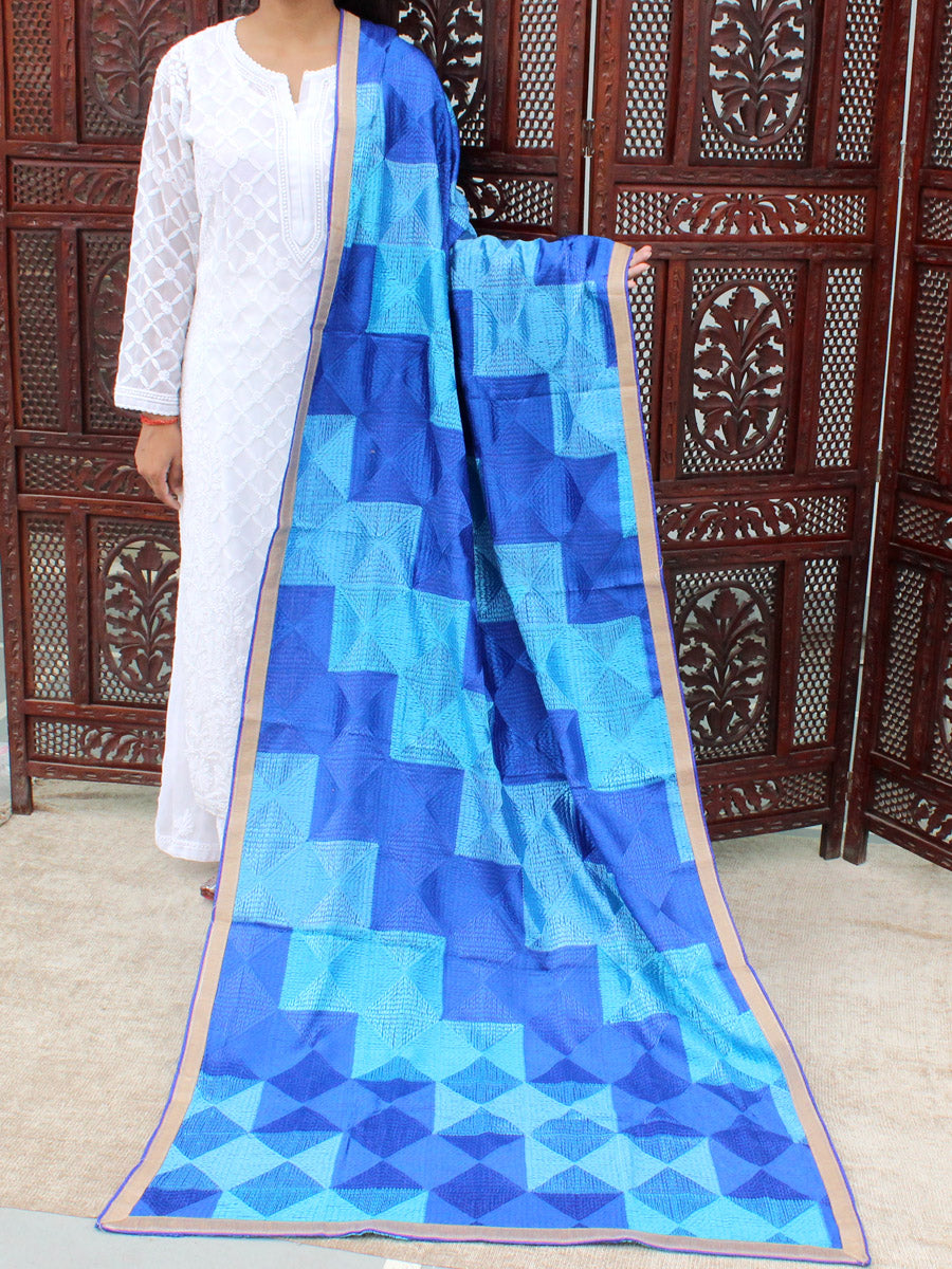 Simran Phulkari Dupatta-Navy Blue