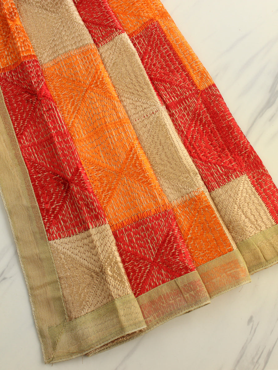 Simran Phulkari Dupatta-Beigh