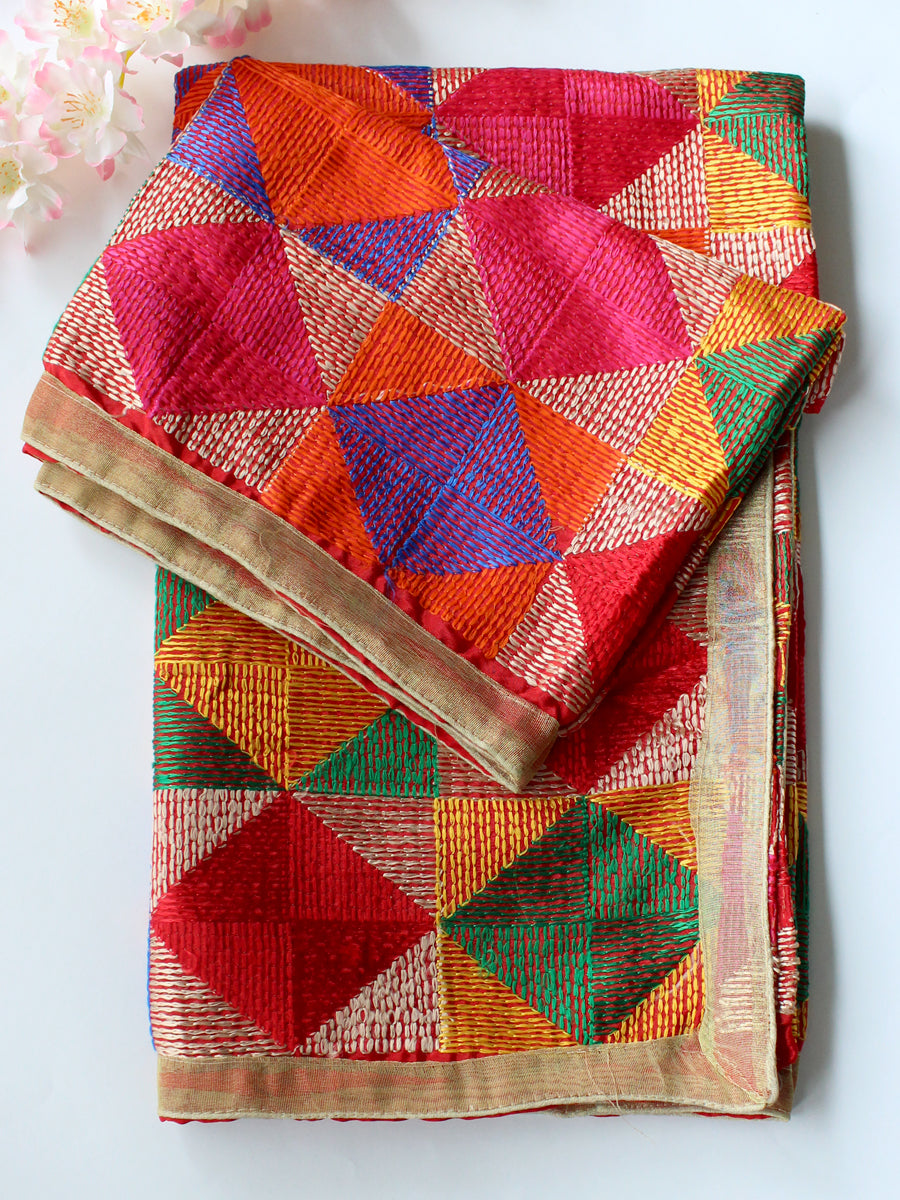 Simran Phulkari Dupatta-Multicolor