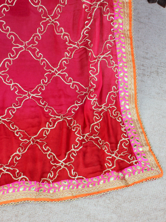 Jasmine Hot Pink Gota Patti Embroidered Georgette Dupatta