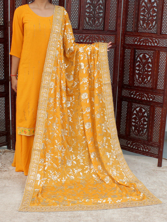 Kashish Mustard Yellow Georgette Dupatta-Yellow