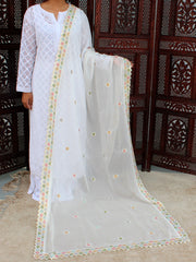 Maheen Off White Organza Dupatta-Off White