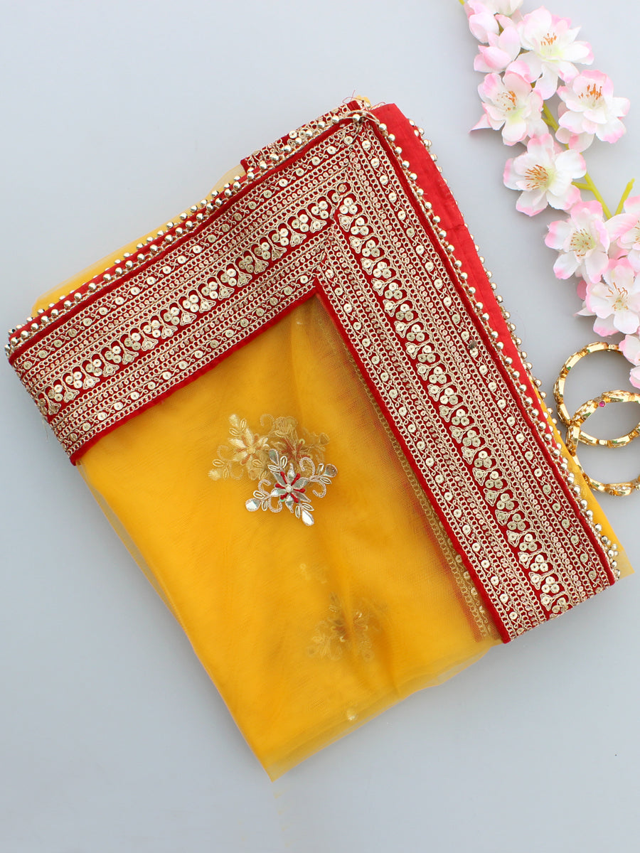 Mansi Mustard Yellow Net Dupatta