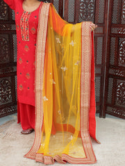 Mansi Mustard Yellow Net Dupatta-Yellow