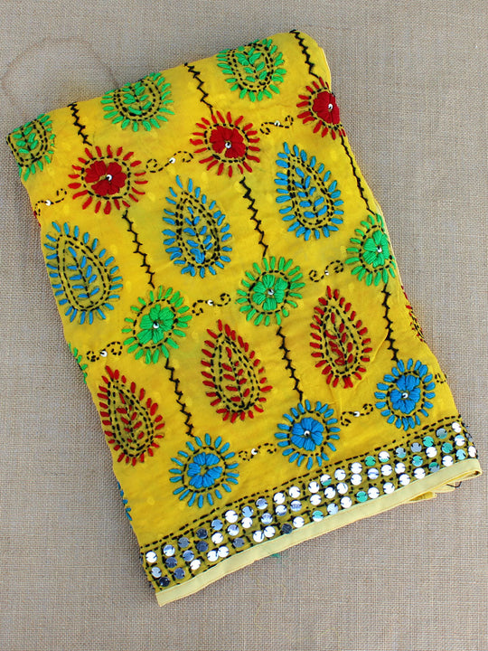 Avneet Phulkari Dupatta-Yellow