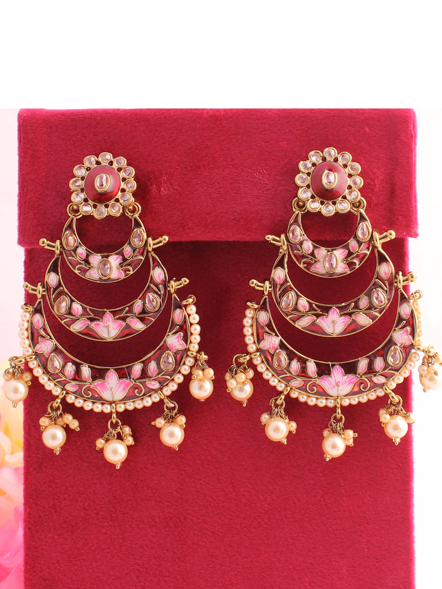 Kriti Earrings-Maroon