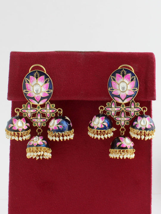 Mumbai Earrings-Navy Blue