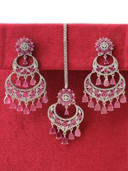 Naysha Earrings & Tikka-Ruby