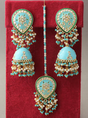 Kusha Earrings & Tikka-Aqua