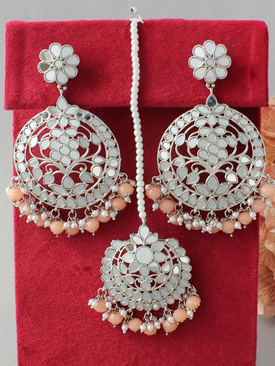 Aasma Earrings & Tikka-Peach