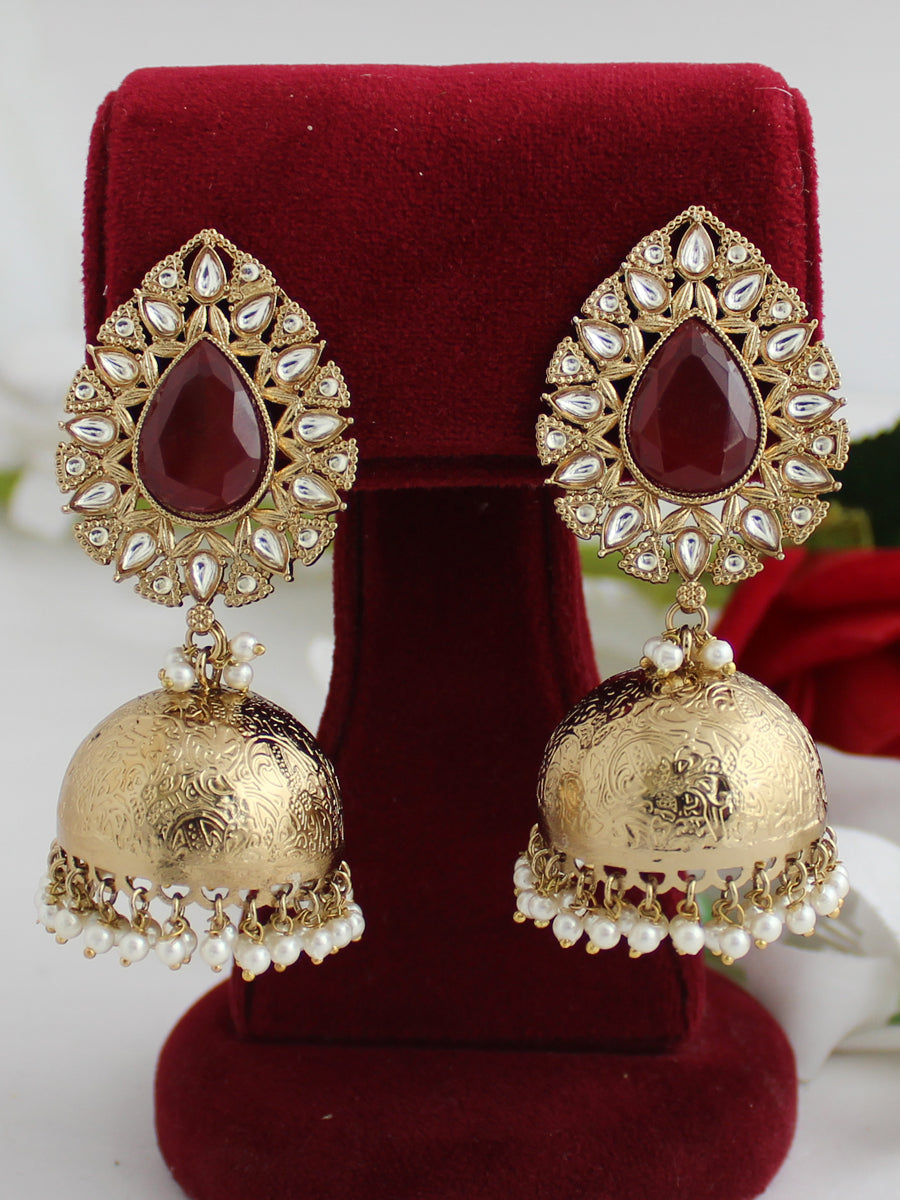 Avni Earrings-Dark Maroon