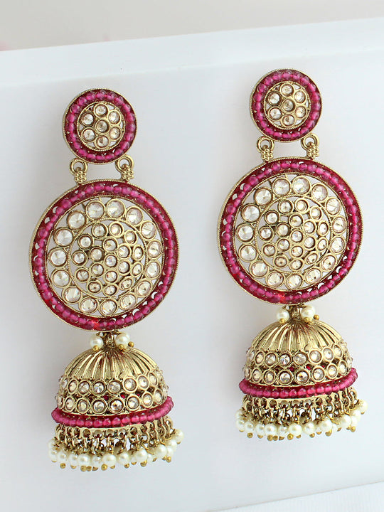 Jaanvi Earrings-Hot Pink