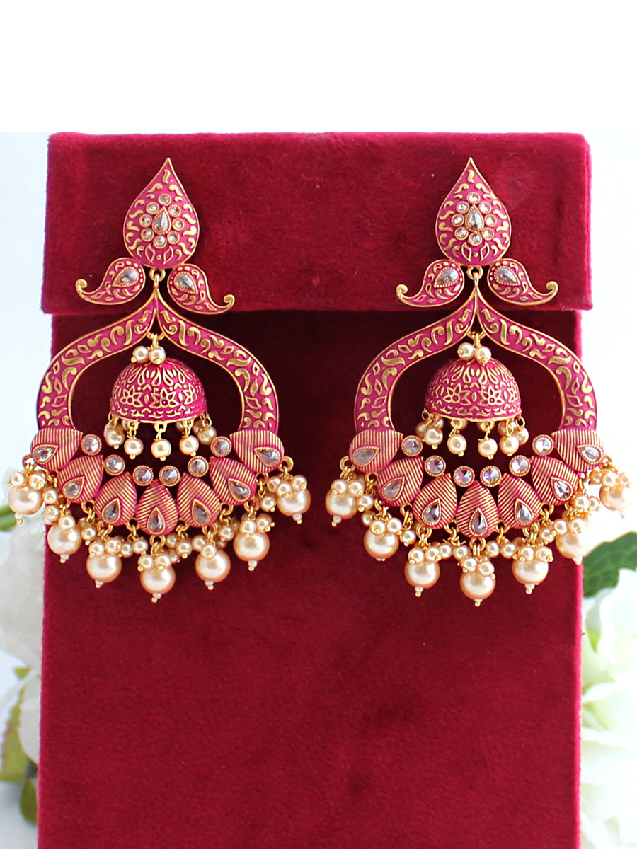 Yuvika Earrings-Hot Pink