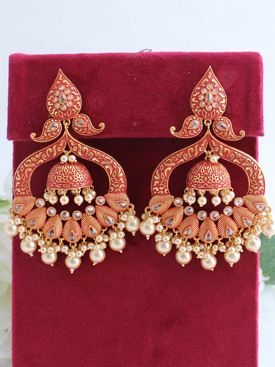 Yuvika Earrings-Coral