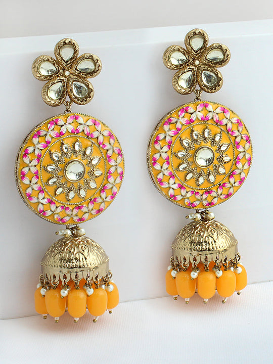 Ishrat Earrings-Green-Yellow