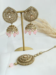 Rubina Earring & Tikka-Pastel Pink