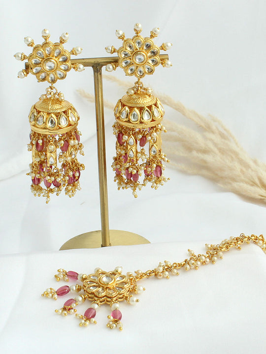 Shubhi Earrings - Pink