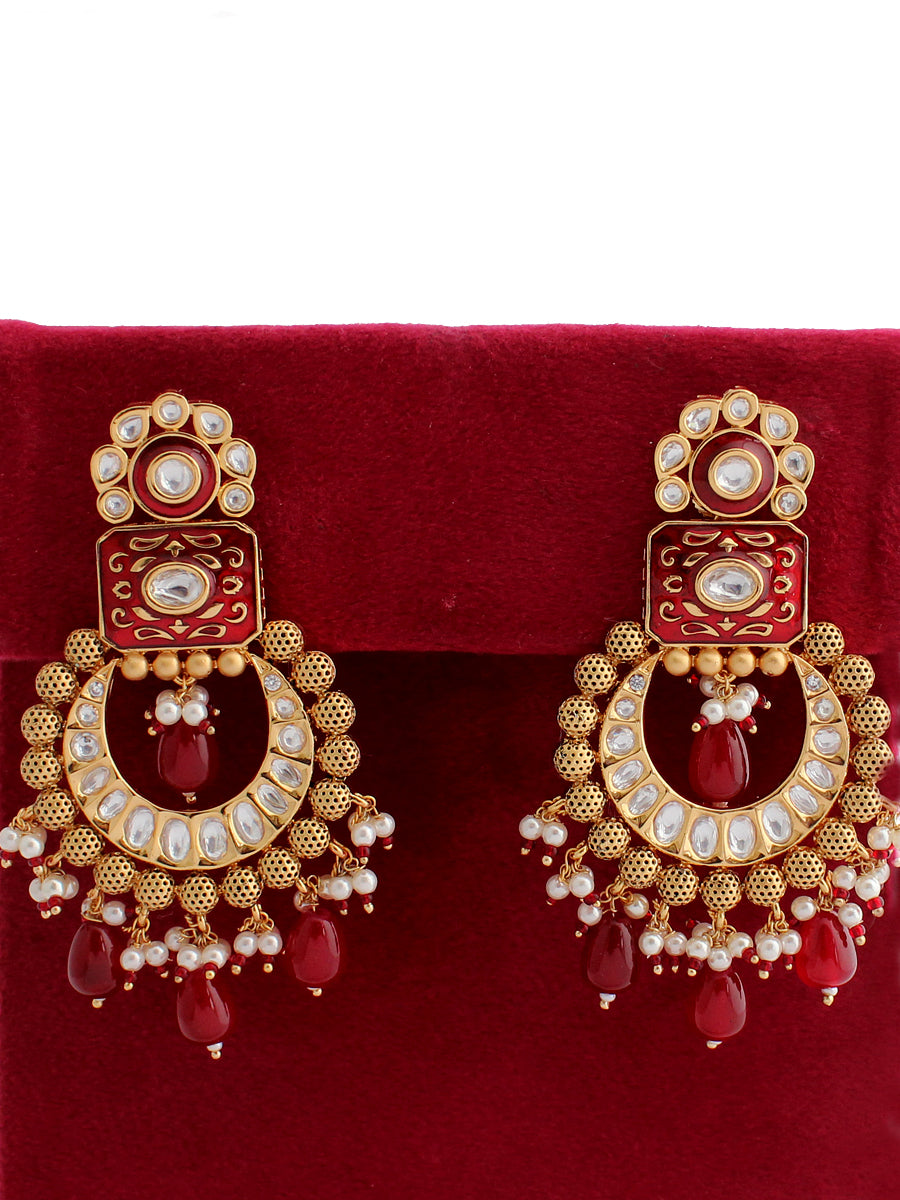 Tanushri Earrings-Maroon