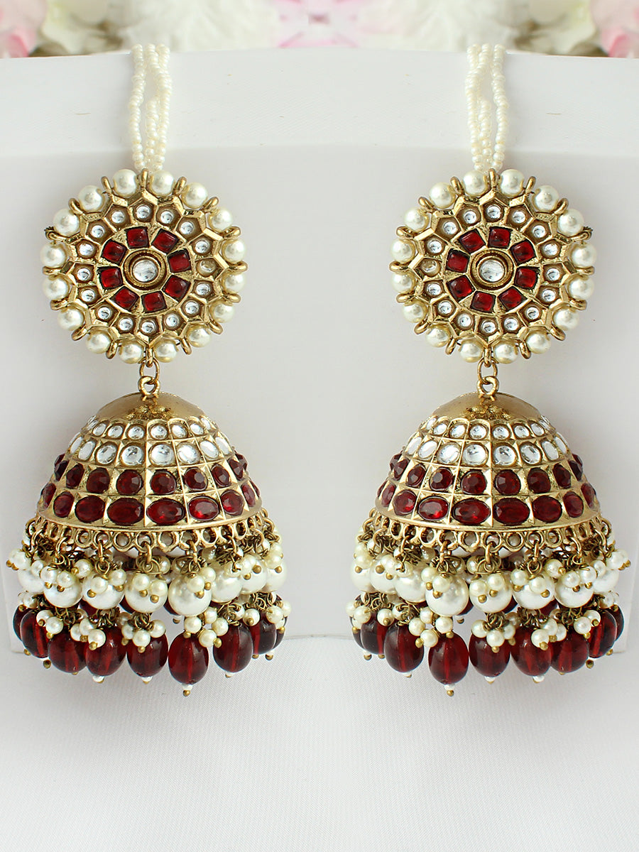 Nimrat Earrings-Maroon