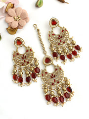 Sana Earrings & Tikka-Maroon
