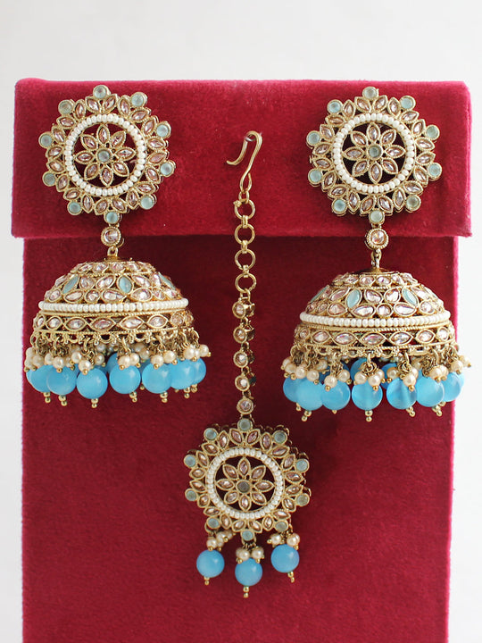 Ziba Earrings & Tikka-Turquoise