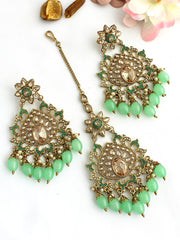 Simar Earrings & Tikka-Mint Green