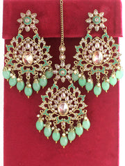 Simar Earrings & Tikka-Mint Green