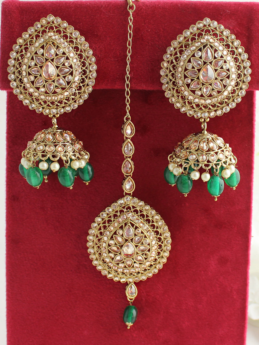 Rubina Earring & Tikka-Green