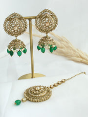 Rubina Earring & Tikka - Green